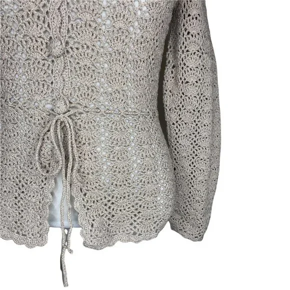 Anne Klein Crotchet Knit Sweater Nude/Silver - Main Image